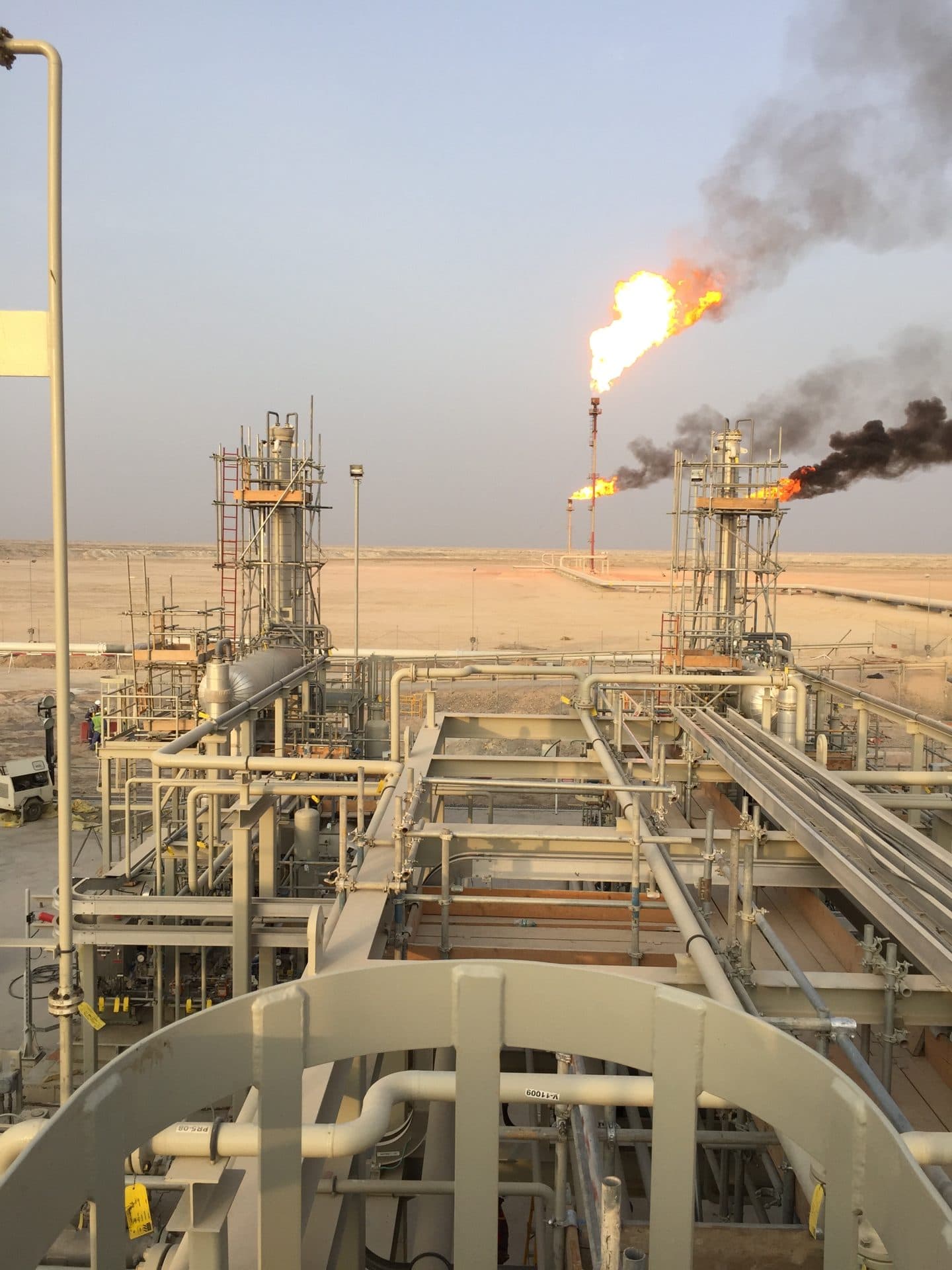 Gas flare at a processing facility